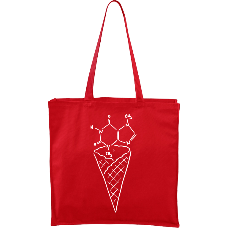 Ručně malovaná plátěná taška Carry - Zmrzlina - Čokoláda Barva tašky: ČERVENÁ, Barva motivu: BÍLÁ