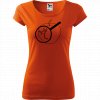 Ručně malované triko oranžové s černým motivem - Červ na jablku