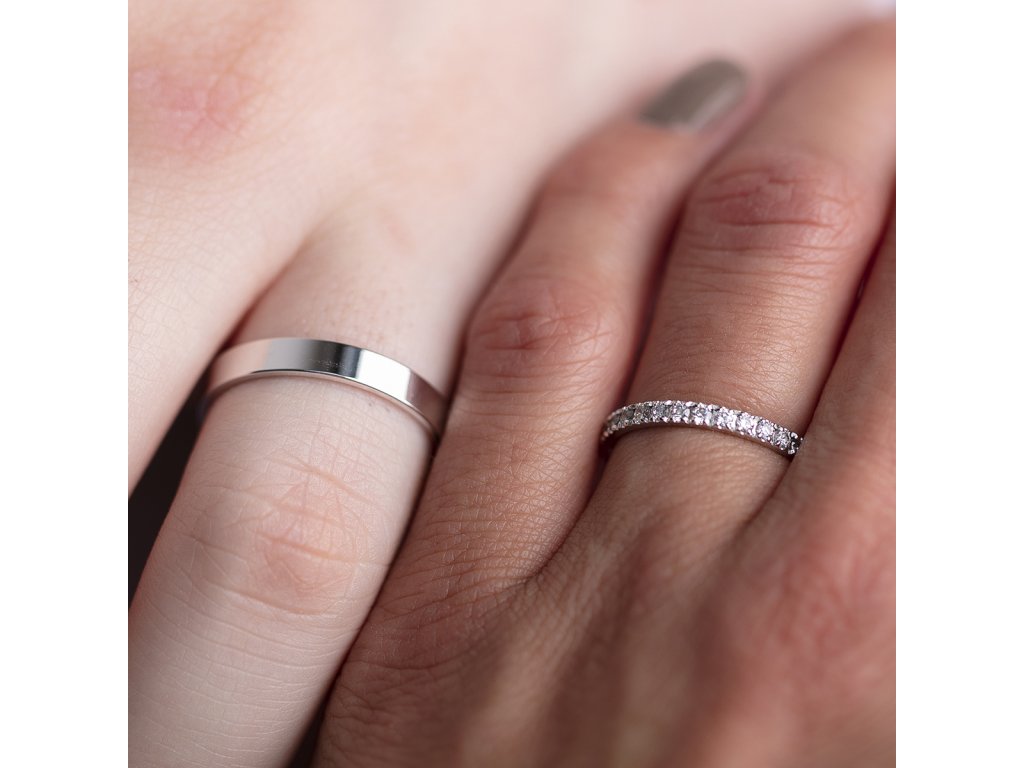 Snubní prsten Bisaku Eternity VI + rytina vlastního textu na oba prsteny*  ⭐| Vyberte si Snubní prsteny na HELVETIA