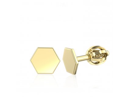 Luxur Zlaté dámské náušnice Idol Hexagon 6630577
