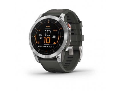 Garmin EPIX PRO Glass, Silver/ Gray Silicone Band 010-02582-01