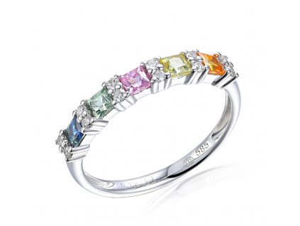 Luxur Zlatý dámský prsten Rainbow 3864184