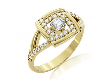 Luxur Zlatý dámský prsten Kostka Eleganza 6610317