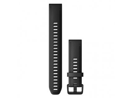 Garmin řemínek QuickFit 20, silikonový, černý, dlouhý, černá přezka