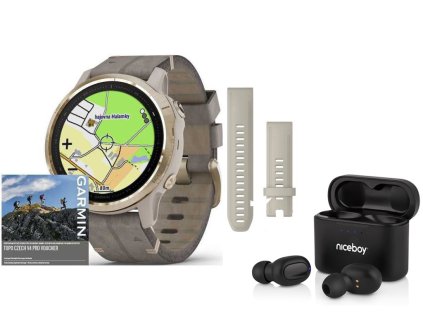 Garmin fenix6S PRO Sapphire, Gold/Suede Band (MAP/Music) 010-02159-96 Premium + bezdrátová sluchátka Niceboy HIVE v hodnotě 1490Kč