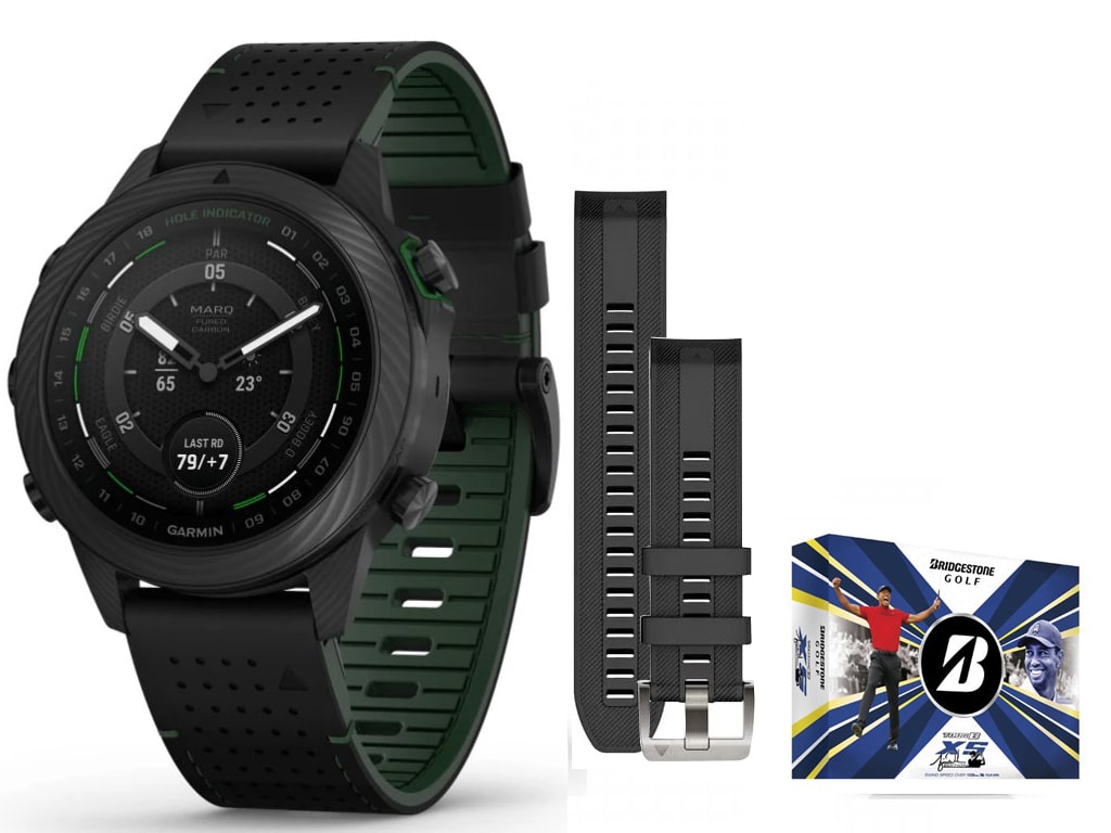 Garmin MARQ 2 Golfer Carbon 010-02722-21 Premium + náhradní řemínek a snímače CT10 + Sada golfových míčků BRIDGESTONE TOURB XS v hodnotě 1590 Kč +…