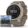 Garmin fenix6S PRO Solar, LightGold/Suede Band (MAP/Music) 010-02409-26 Premium + náhradní řemínek