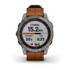 Garmin Fenix 7 PRO Sapphire Solar Style, Titan/ Brown Leather Band 010-02540-31