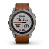 Garmin Fenix 7X PRO Sapphire Solar Titan/ Brown Leather Band 010-02541-19