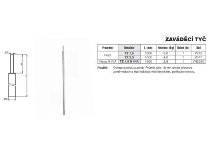 Zaváděcí tyč TZ 1,5N V4A nerez