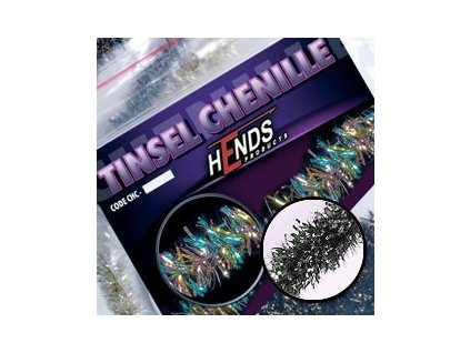 TINSEL CHENILLE - STŘÍBRO-ČERNÁ (Průměr 6,0 mm)