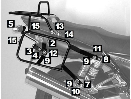 Kompletní sada nosiče (boční nosič kufrů a horní nosič kufrů z trubek) černá pro Yamaha XJR 1300 (2007-2014)