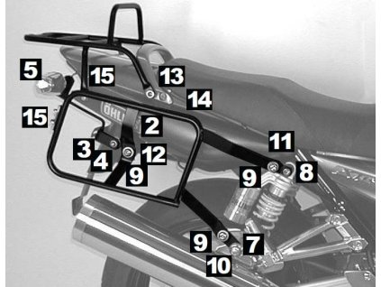 Kompletní sada nosiče (boční nosič kufru a horní nosič kufru z trubek) černá pro Yamaha XJR 1300 (2004-2006)