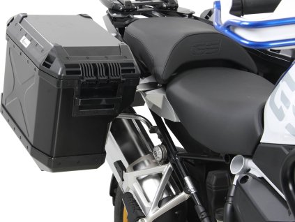 Nerezová sada nosičů kufrů s výřezem, včetně černých kufrů s výřezem Xplorer CutOut, pro BMW R1250GS (2018-2023)