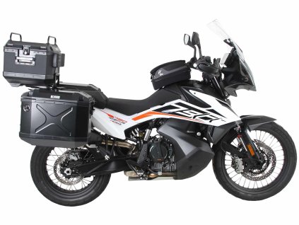 Nerezová sada nosičů kufrů s výřezem, včetně černých kufrů s výřezem Xplorer CutOut, pro KTM 790 Adventure/R (2019-2021)