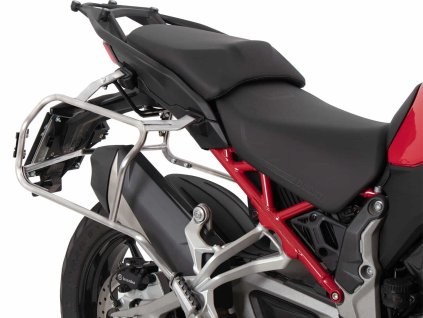 Nerezová sada nosičů kufrů s výřezem, včetně černých kufrů s výřezem Xplorer CutOut, pro Ducati Multistrada V4/S/S Sport/Pikes Peak (2021-)/Rally(2023-)