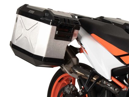 Nerezová sada nosičů kufrů s výřezem, včetně stříbrných kufrů s výřezem Xplorer CutOut, pro KTM 890 SMT (2023-)