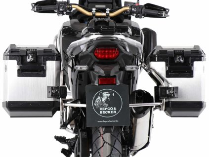 Nerezová sada nosičů kufrů s výřezem, včetně stříbrných kufrů s výřezem Xplorer CutOut, pro Honda CRF 1100L Africa Twin (2019-2023) / Adventure Sports (2020-2023)