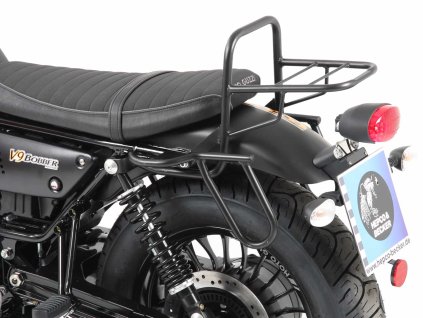 Černý trubkový nosič zavazadel pro Moto Guzzi V 9 Bobber (krátké sedadlo)(2016-2020)