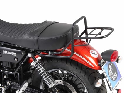 Černý trubkový nosič zavazadel pro Moto Guzzi V 9 Bobber (dlouhé sedadlo)(2017-2020)