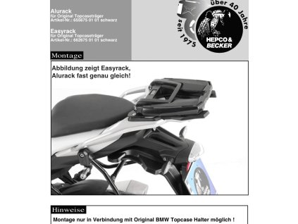 Nosič horního kufru Alurack černý pro kombinaci s originálním nosičem horního kufru BMW pro BMW S 1000 XR (2015-2019)