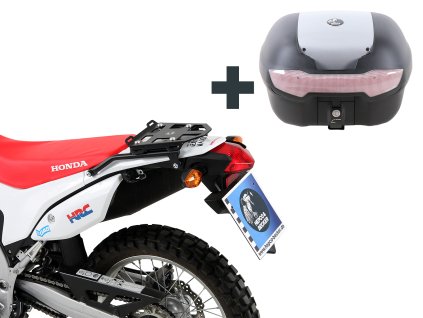 Horní kufr 40 - černý/ - stříbrný včetně nosiče pro konkrétní model SET - černý pro Honda CRF 250 L (2012-) / Rally (2017-)
