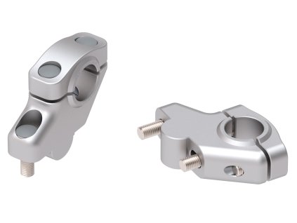 Lenkererhöhung mit Versatz 30 mm hoch, 21 mm zurück, silber für Ducati Multistrada 1000 / 1100 / S (2002-2006)