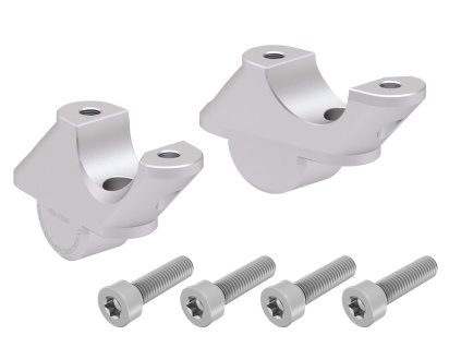 Lenkererhöhung mit Versatz 30 mm hoch, 21 mm zurück, silber für BMW R 1250 RS (2019-) (nur für Rohrlenker)