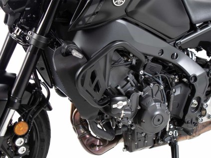 Ochranný rám motoru včetně padacích protektorů-Sliderů černý pro Yamaha MT-09/SP (2021-2023)