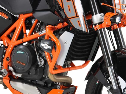 Ochranný rám motoru, včetně padacího protektoru-Slider, oranžový pro KTM 690 Duke/R (2012-2015)