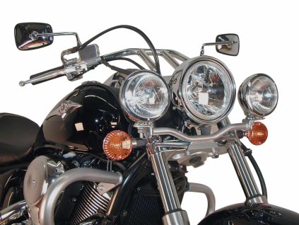 Sada přídavných světlometů Twinlight (dálková světla) včetně držáku a kabelu chrom pro Kawasaki VN 900 Custom/Vulcan (2007-)