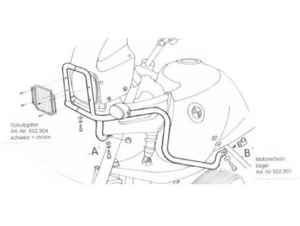 Ochranný rám nádrže ke kombinaci s ochranným krytem motoru 502901 černý pro BMW R 850 GS (1998-2000)/R 1100 GS (1994-1999)