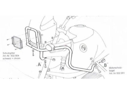 Ochranný rám nádrže v kombinaci s ochranným krytem motoru 502901 chrom pro BMW R 850 GS (1998-2000)/R 1100 GS (1994-1999)