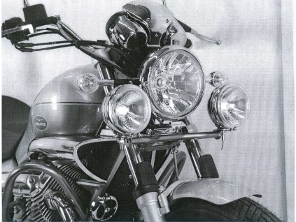 Sada přídavných světlometů Twinlight (dálková světla) včetně držáku a kabelu chrom pro Moto Guzzi Nevada Classic V 750 ie/Aquilia Nera (2004-2009)