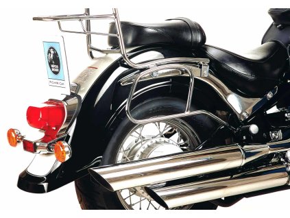 Chromovaný trubkový kožený držák brašen pro Suzuki VL 800 Volusia (2001-2005) / C 800 Intruder (2005-)