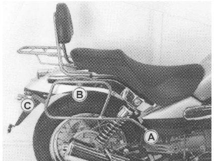 Chromovaný trubkový kožený držák brašen pro Moto Guzzi Nevada Classic V 750 ie/Aquilia Nera (2004-2009)