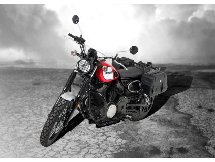 Kožený držák brašen s výřezem černý pro Yamaha SCR 950 (2017-2020)