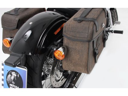 Černé držáky kožených brašen s výřezem  pro Harley-Davidson Dyna Low Rider/Wide Glide/Street Bob/Fat Bob/Dyna Super Glide
