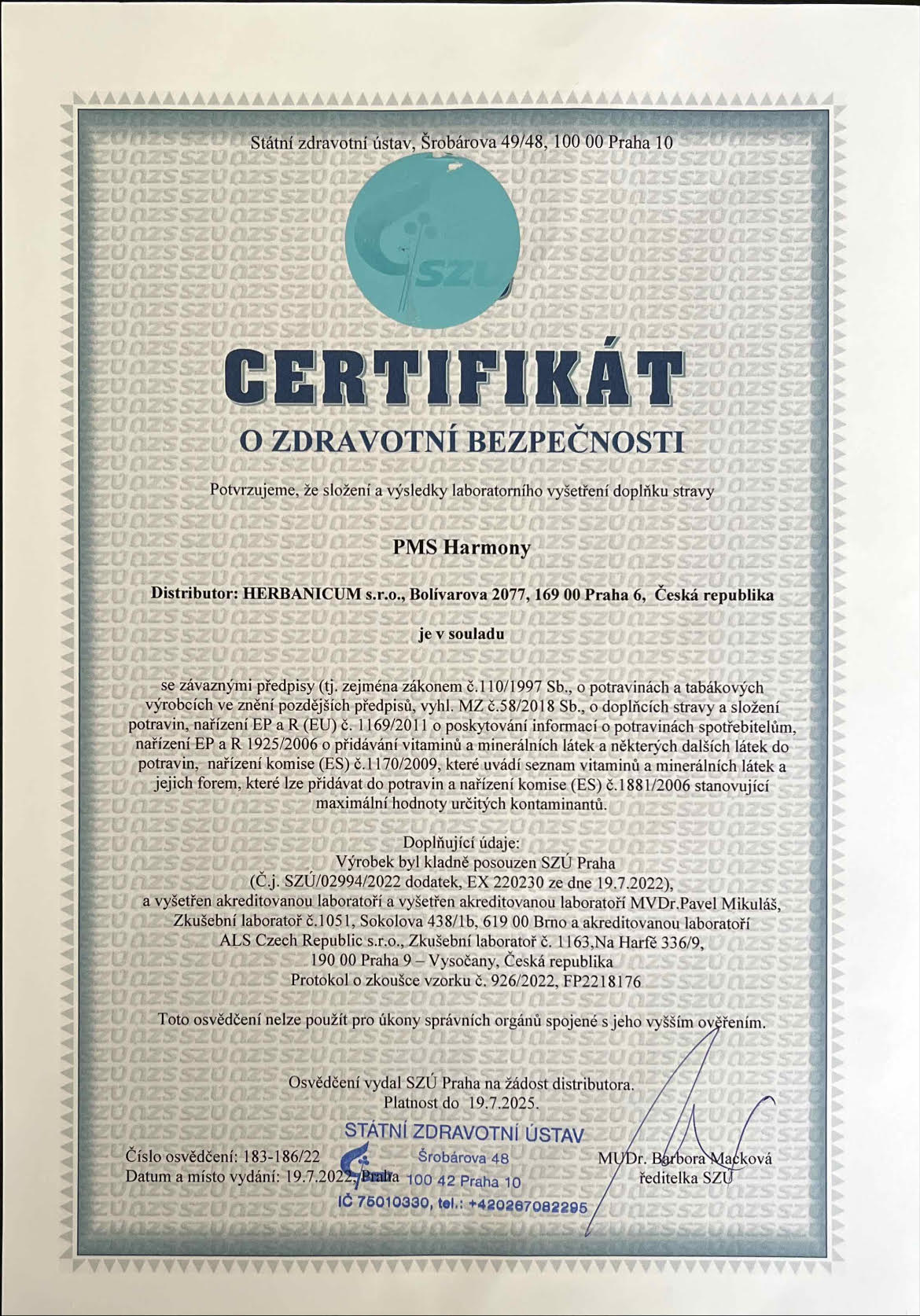 certifikát