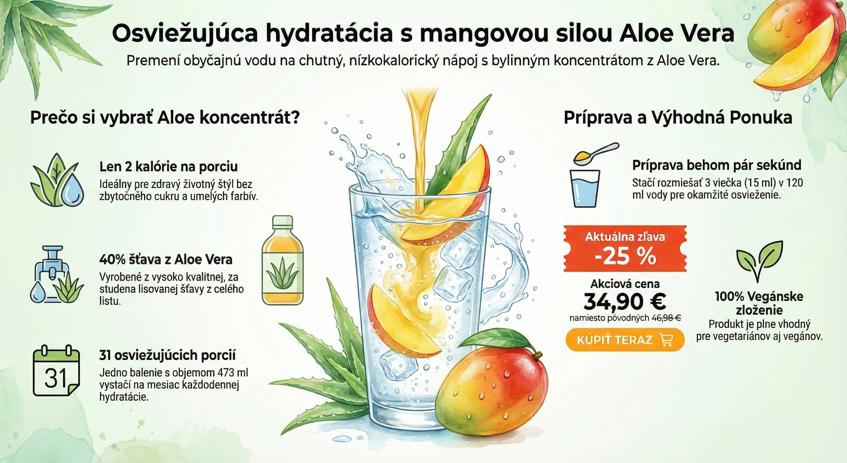 Herbal Aloe bylinný nápoj - koncentrát – mango, 473 ml