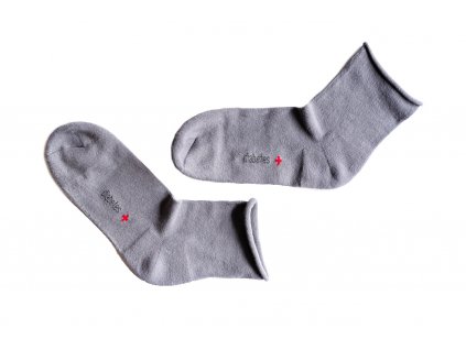 Ponožky s jemným sevřením lemu "Roll-top"- s mikroplyšem - tmavě šedá - Ovecha (Velikost 23-24)