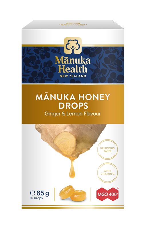 Levně Manuka Health Bonbóny Manuka MGO ™ 400 + se zázvorem a citronem 65g