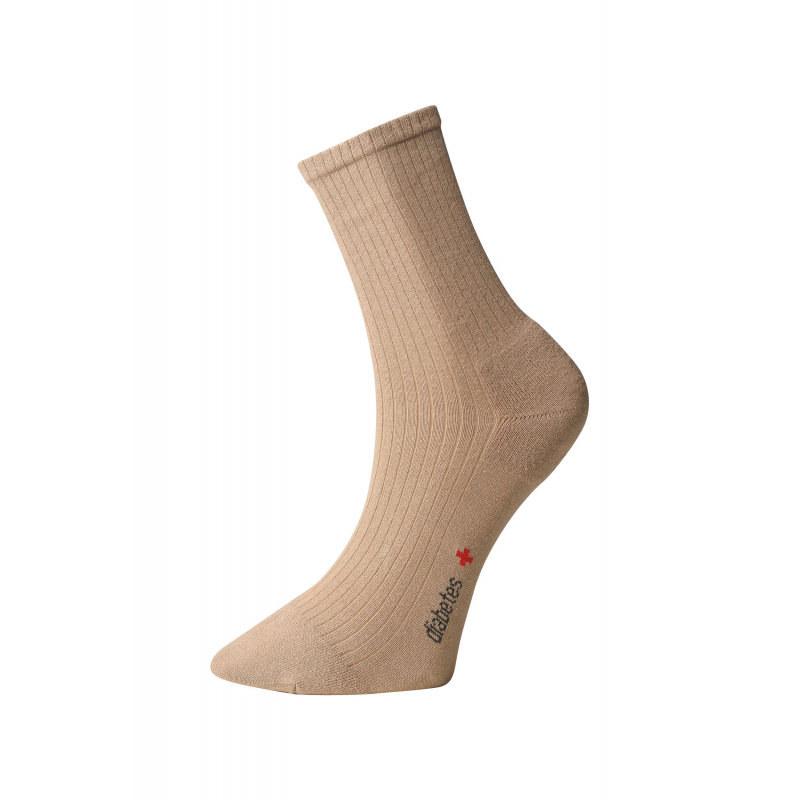 Ponožky s jemným sevřením lemu - s mikroplyšem v patě a špičce - béžové - Ovecha Velikost: 25-26