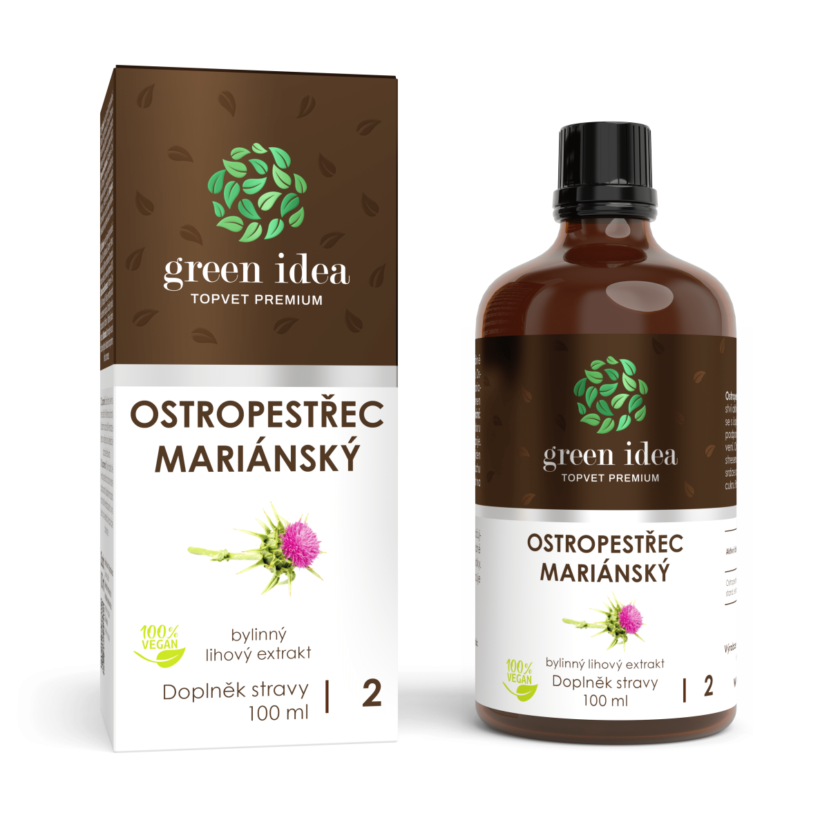 Ostropestřec tinktura - kapky 100 ml - Green idea