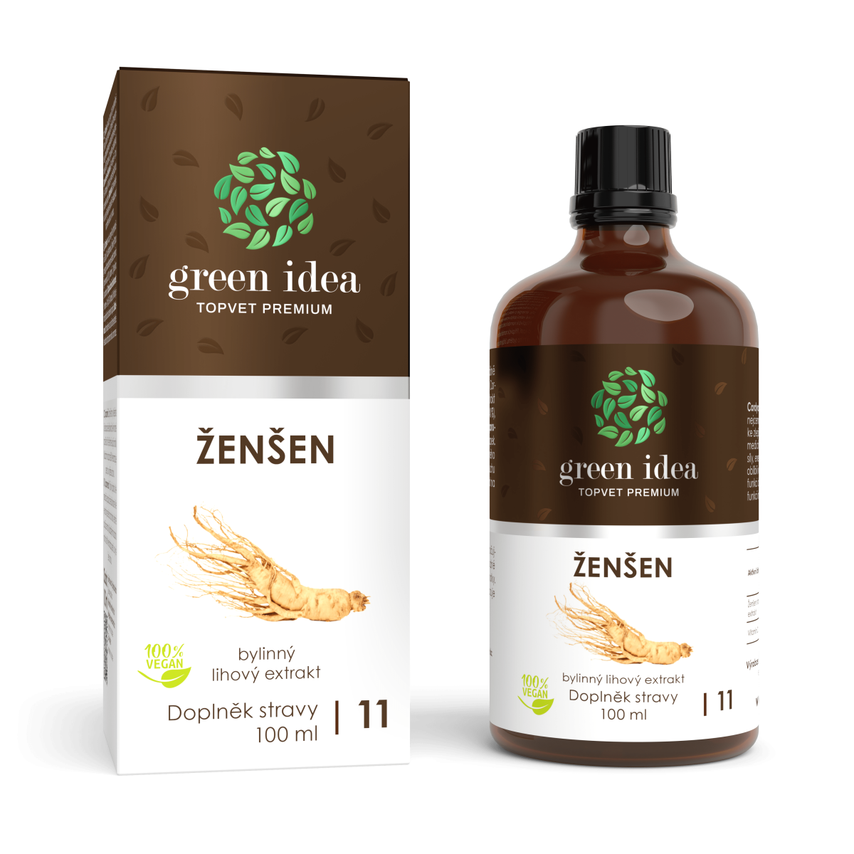 Ženšen tinktura - kapky 100 ml - Green idea