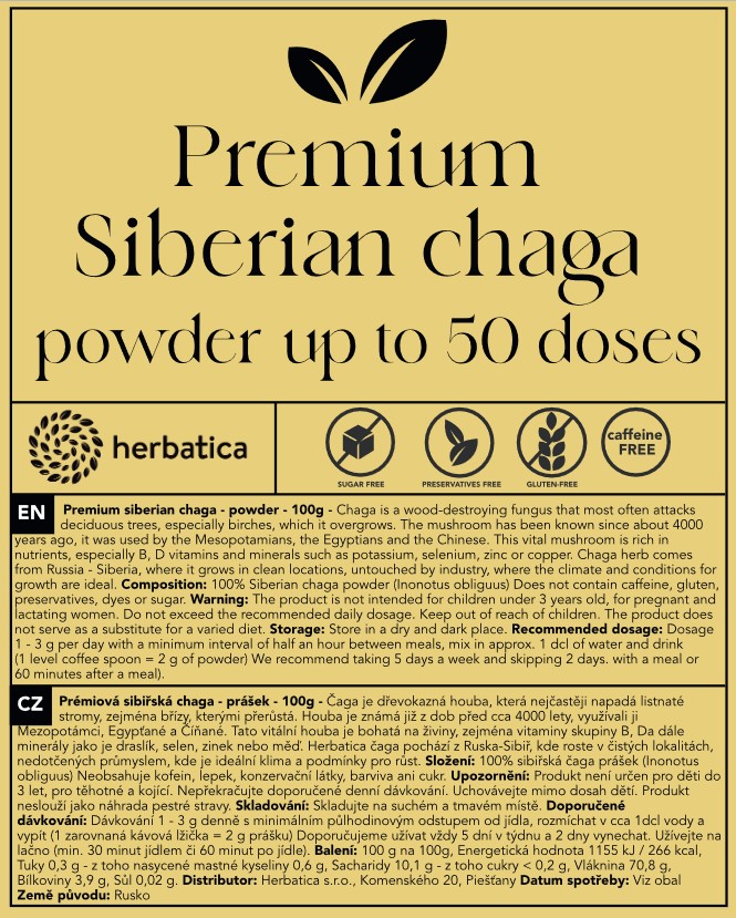 Prémium szibériai Chaga 100% por - 100g - Herbatica
