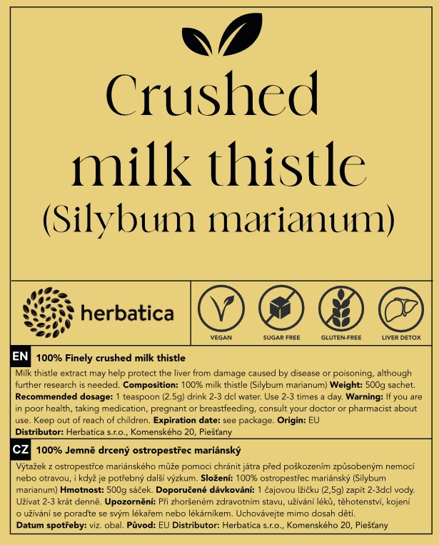 100% finomra zúzott máriatövis - 500g - Herbatica Csomagolás: 500 g