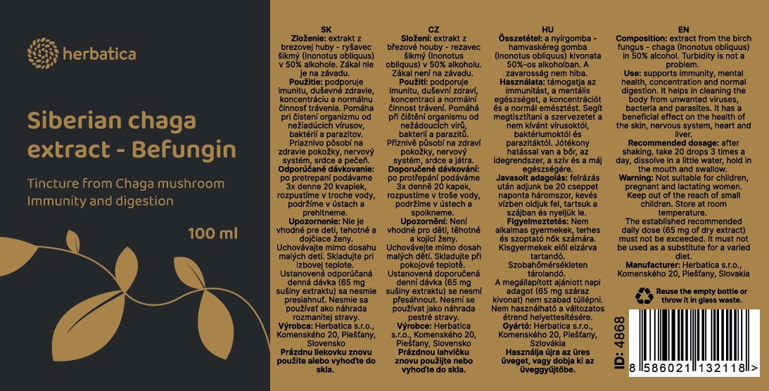 Befungin - tinktúra szibériai Chaga kivonattal - 100 ml - Herbatica
