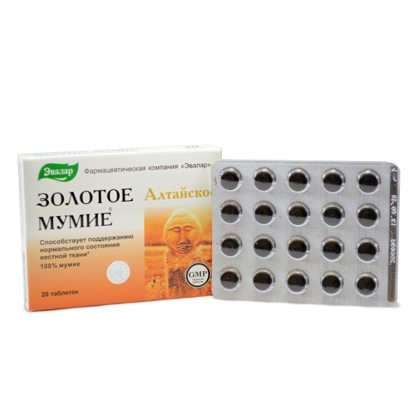 Golden MUMIO - altáji mumio- étrend-kiegészítő- Evalar Csomagolás: 60 tabletta