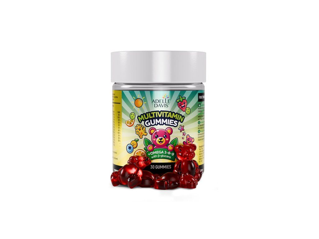 GUMĂ MULTIVITAMINICĂ + OMEGA 3 și Betaglucan pentru copii de la 3 ani - Adelle Davis